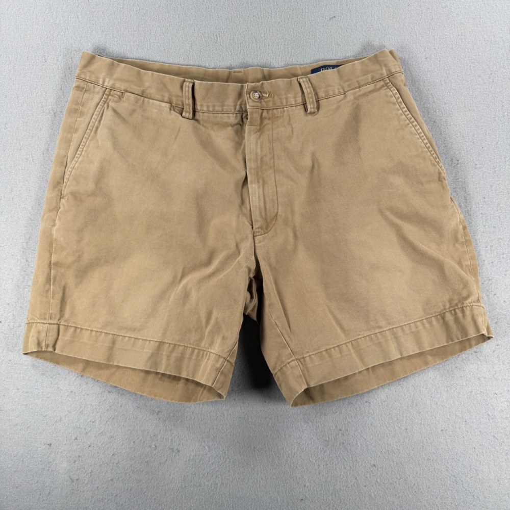 Polo Ralph Lauren Mens Classic Fit 6 Inch Chino Shorts Tan Khaki Size 35